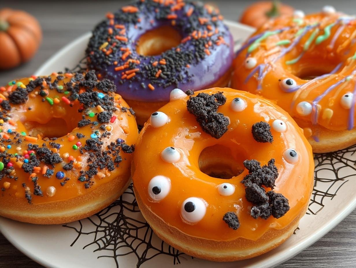 Halloween Donuts: 1 Trick for Spooky Fun - Halloween Donuts - close-up of decorated donuts