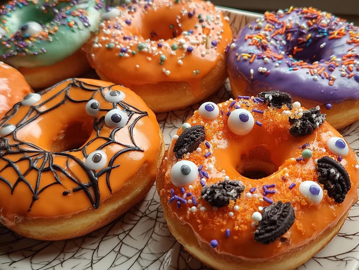 Halloween Donuts: 1 Trick for Spooky Fun - Halloween Donuts - decorating with sprinkles and candy eyes