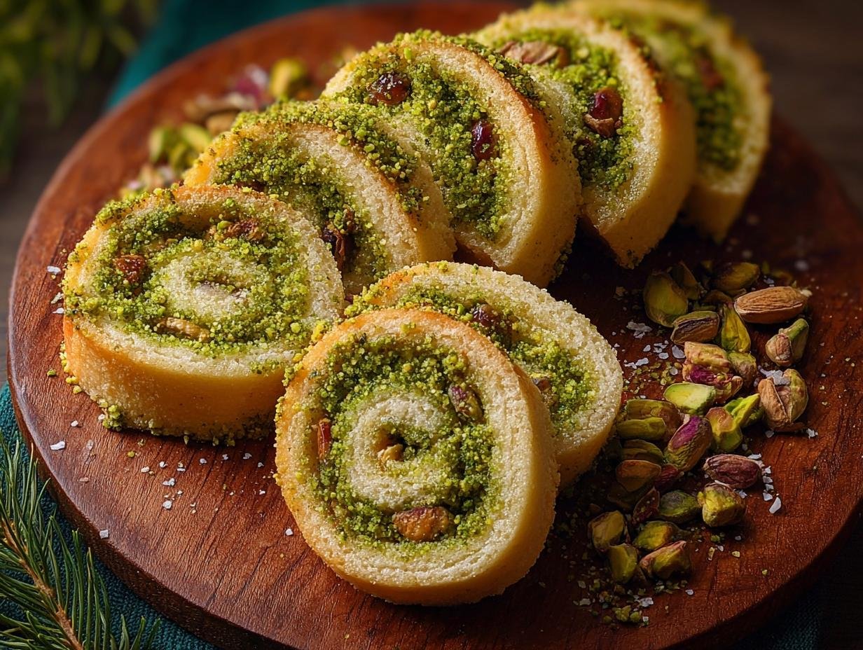 Pistachio Pinwheel Cookies