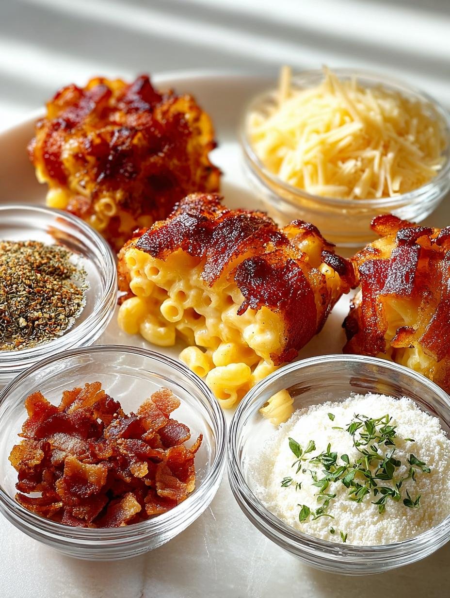 Bacon Wrapped Mac Cheese: 12 Crispy Bites to Love 3 Bacon Wrapped Mac Cheese: 12 Crispy Bites to Love - Bacon Wrapped Mac Cheese - additional detail