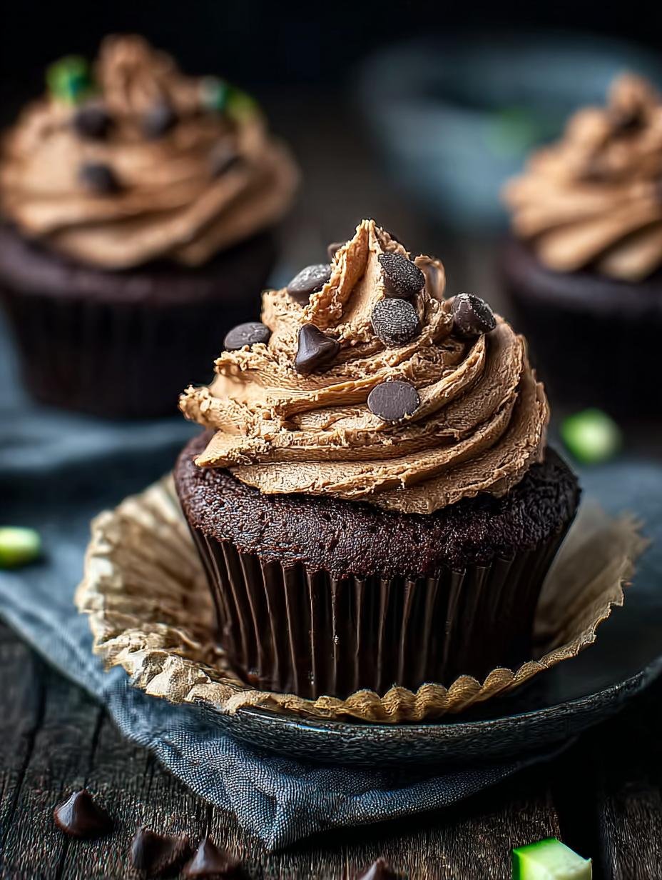 Amazing Chocolate Zucchini Cupcakes: 1 Luscious Bite - Chocolate Zucchini Cupcakes - additional detail