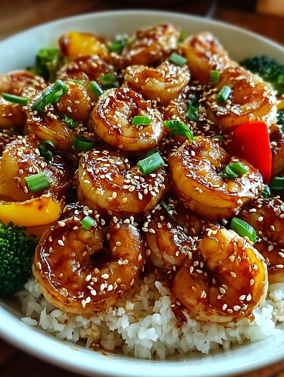 Irresistible Honey Garlic Shrimp: 30-Min Meal - Close-up of glistening honey garlic shrimp with vegetables