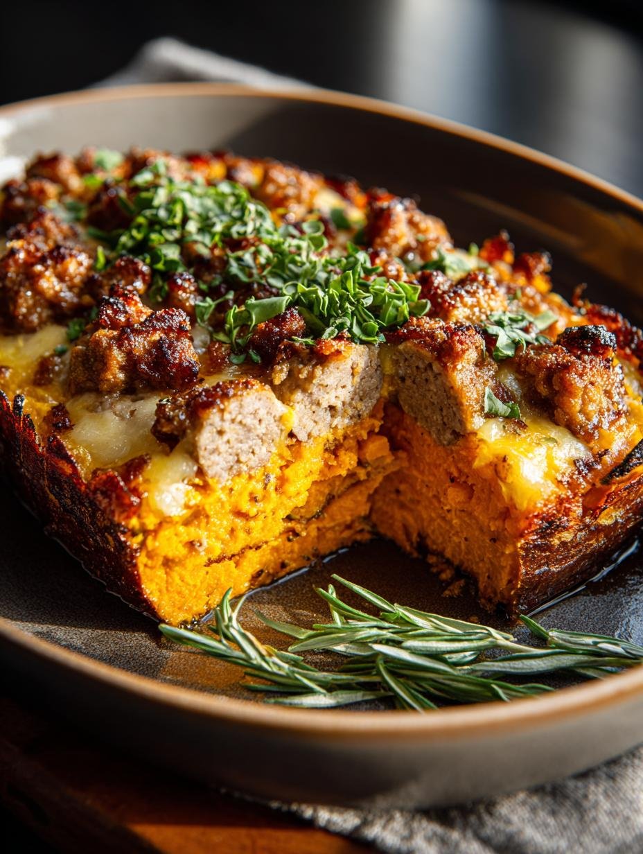 Delicious Maple Sausage Sweet Potato Casserole Recipe - Maple Sausage Sweet Potato - main visual representation