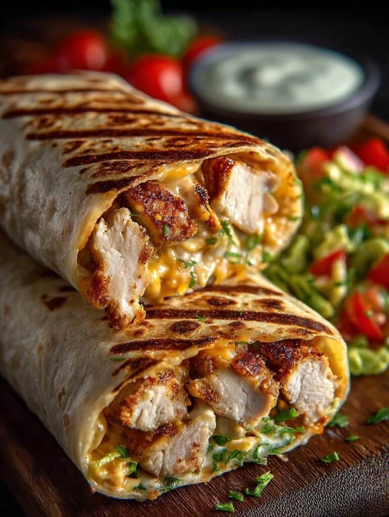 Cheesy Garlic Chicken Wraps