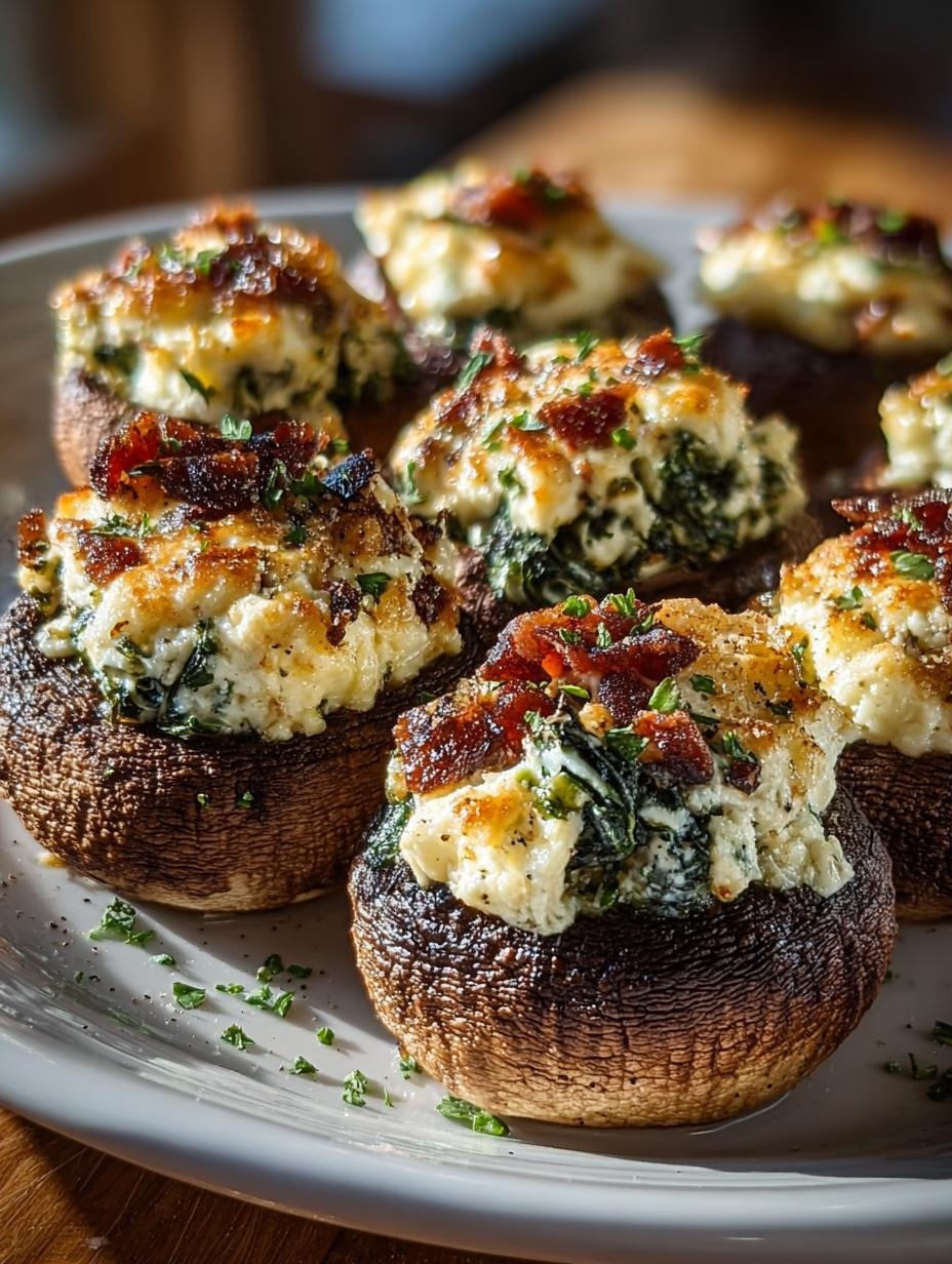 Christmas Stuffed Mushrooms with Spinach & Feta in 30 Minutes - Christmas Stuffed Mushrooms with - main visual representation