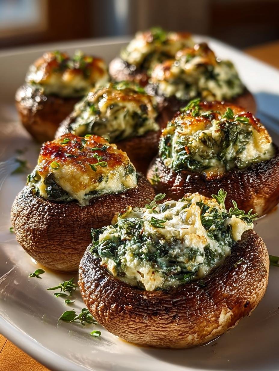 Christmas Stuffed Mushrooms with Spinach & Feta in 30 Minutes - Christmas Stuffed Mushrooms with - additional detail