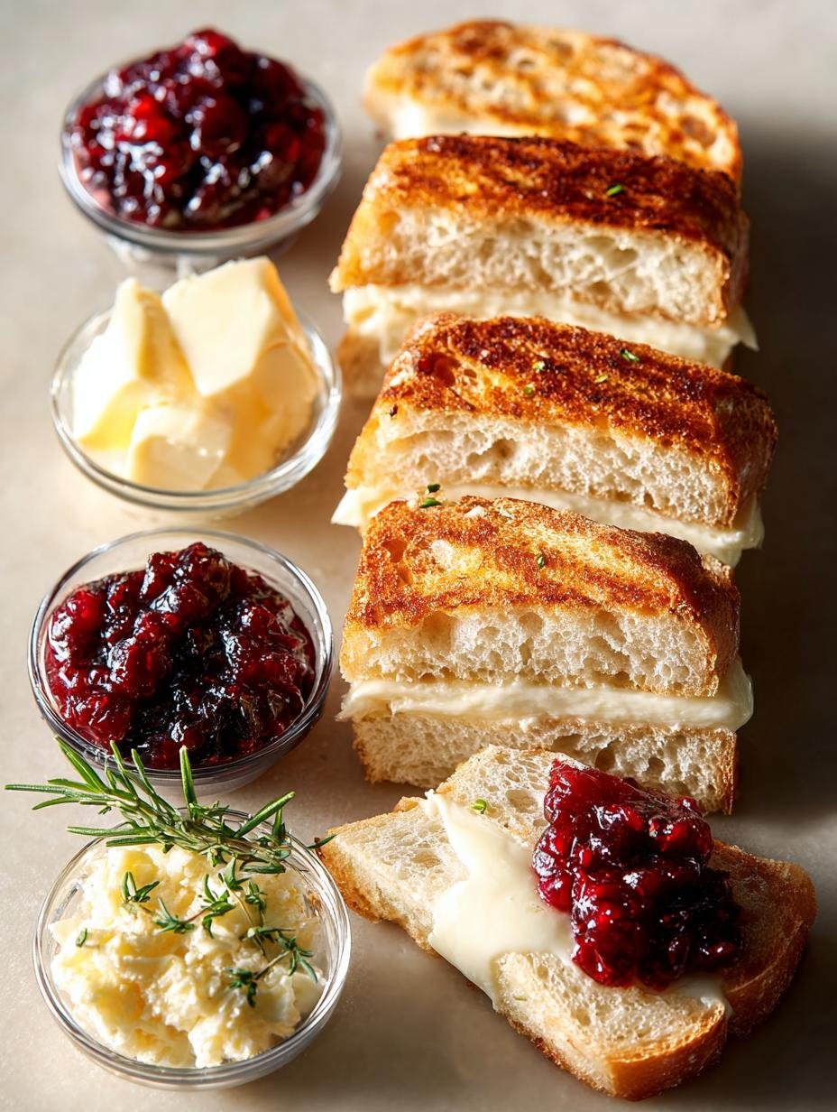 Deliciously melted Cranberry Brie Mozzarella Grilled sandwich cut in half