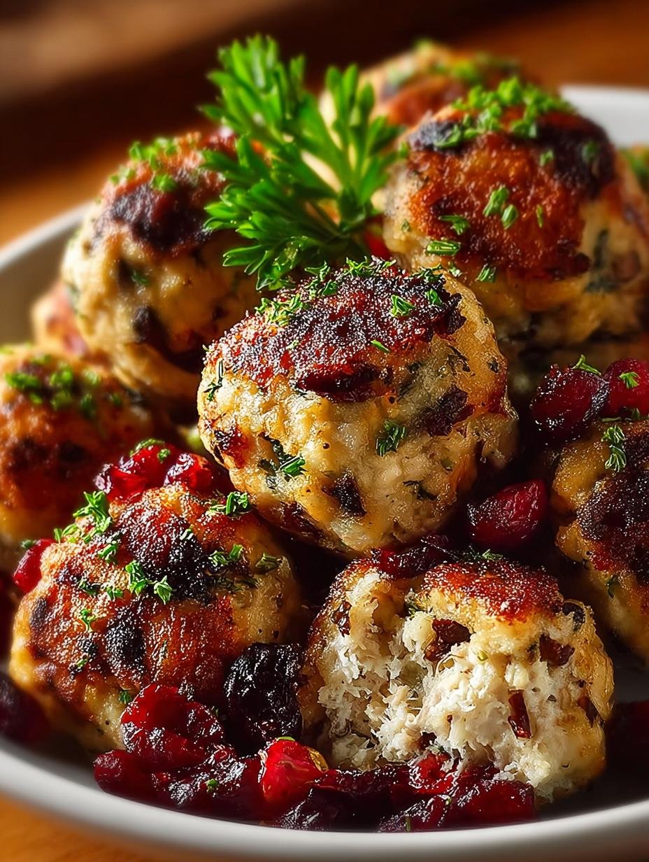 Cranberry Turkey Stuffing Balls: 7 Festive Delights - Cranberry Turkey Stuffing Balls - main visual representation