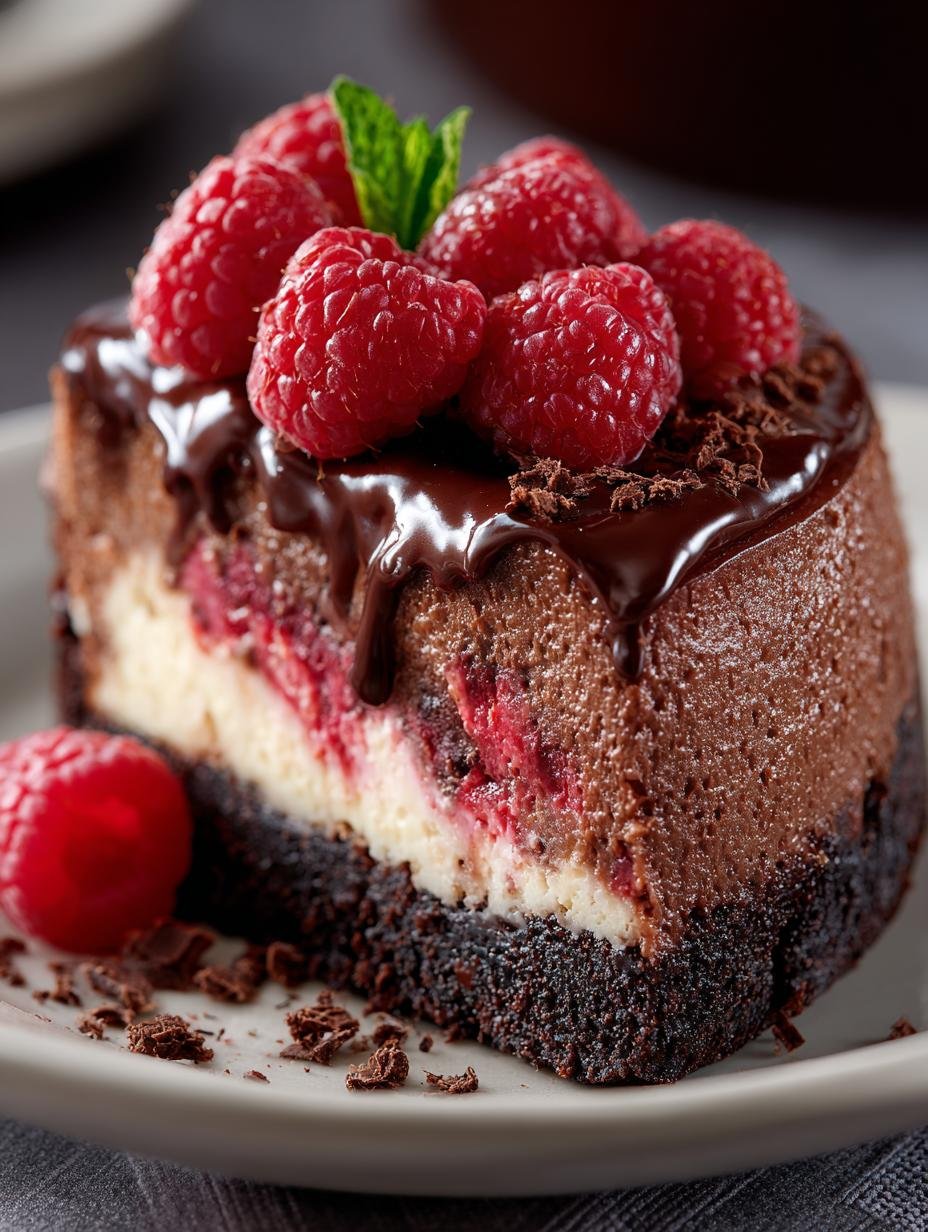 Dark Chocolate Raspberry Cheesecake: 5 Irresistible Layers - Dark Chocolate Raspberry Cheesecake - additional detail