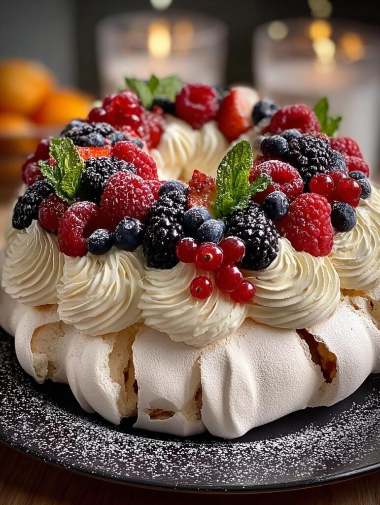 Festive Pavlova Christmas Wreath