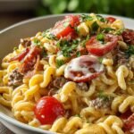 Loaded Cheeseburger Alfredo Pasta
