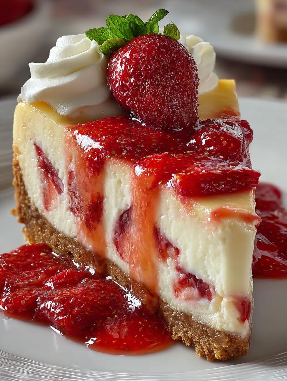 Strawberries Cream Cheesecake Swirled