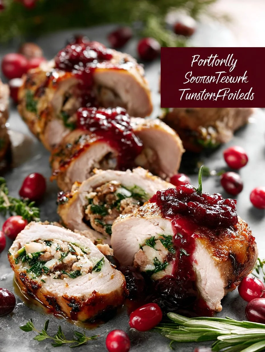 Festive stuffed pork tenderloin ready for Christmas dinner celebration