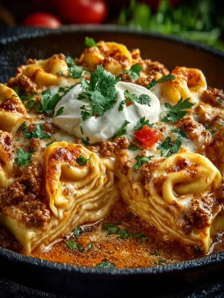 Cheesy Beef Enchilada Tortellini