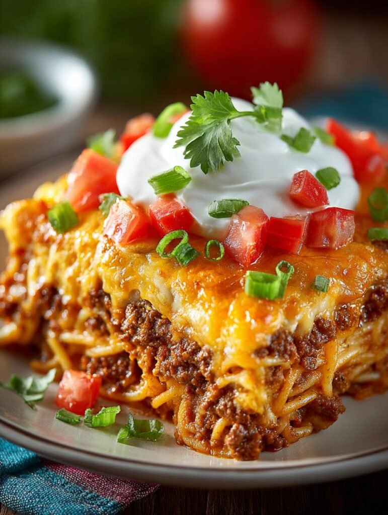 Cheesy Taco Spaghetti Bake