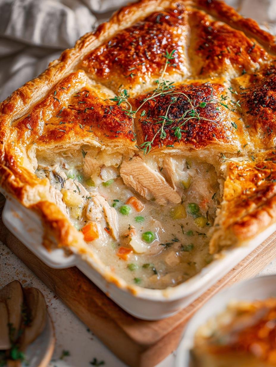 Delicious Chicken Pot Pie Casserole served with a side of salad