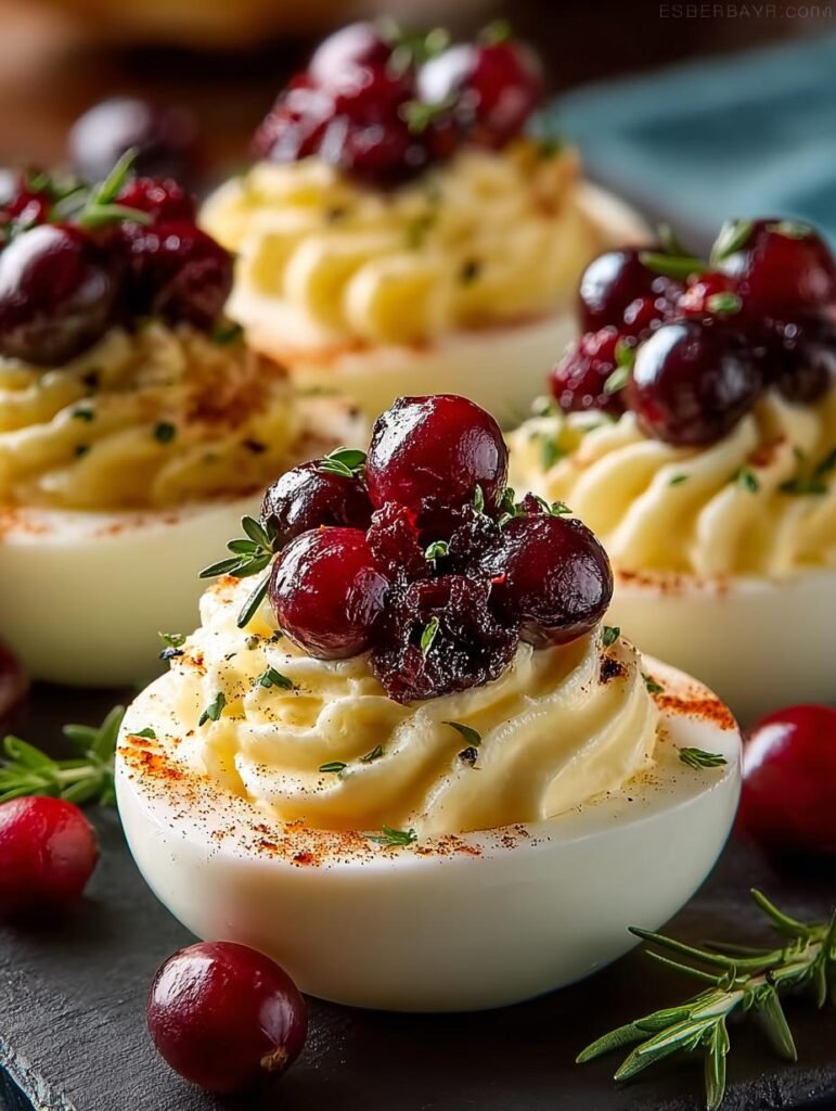 Harvest Cranberry Deviled Eggs