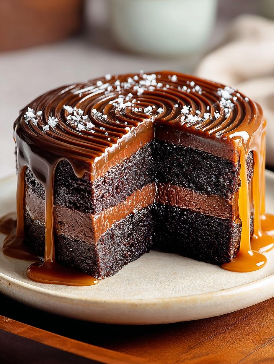 Indulgent Salted Caramel Chocolate Fudge Cake Recipe 1 Indulgent Salted Caramel Chocolate