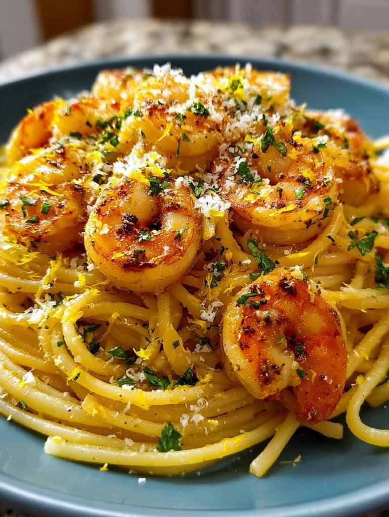 Lemon Butter Shrimp Spaghetti