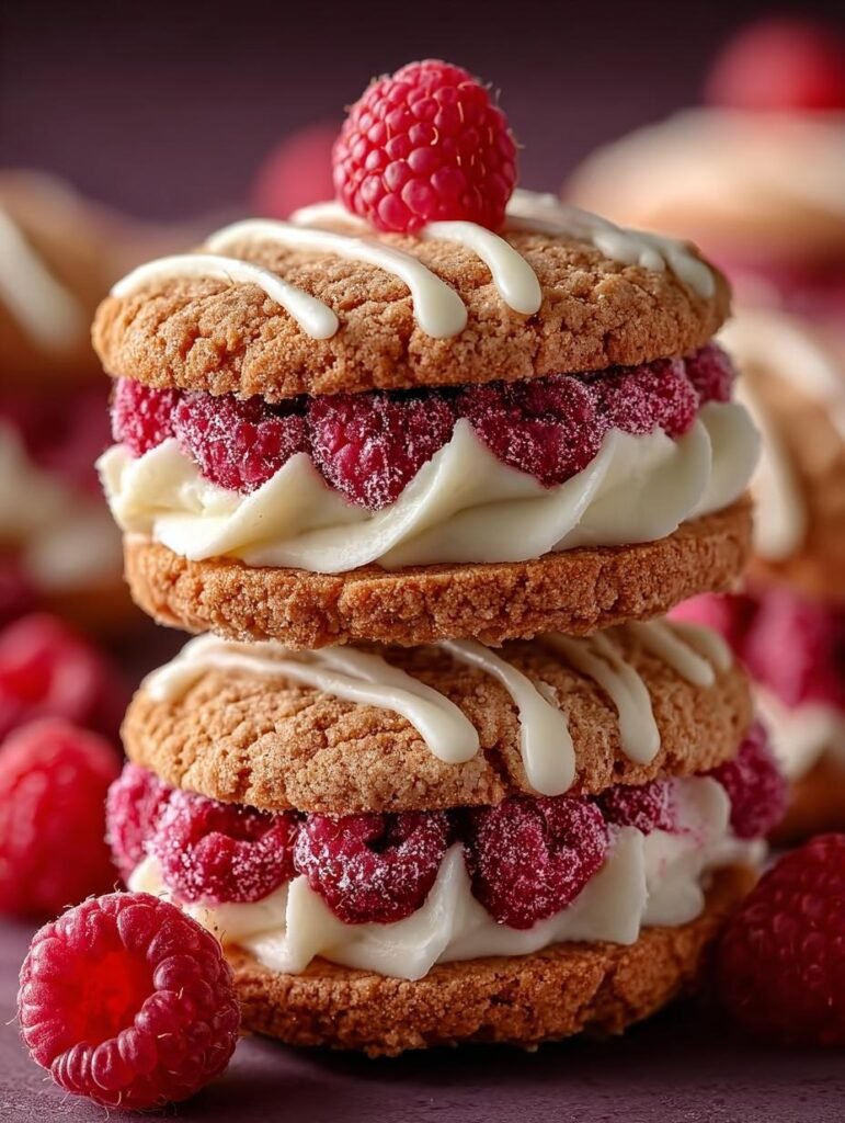 Raspberry Cream Sandwich Cookies