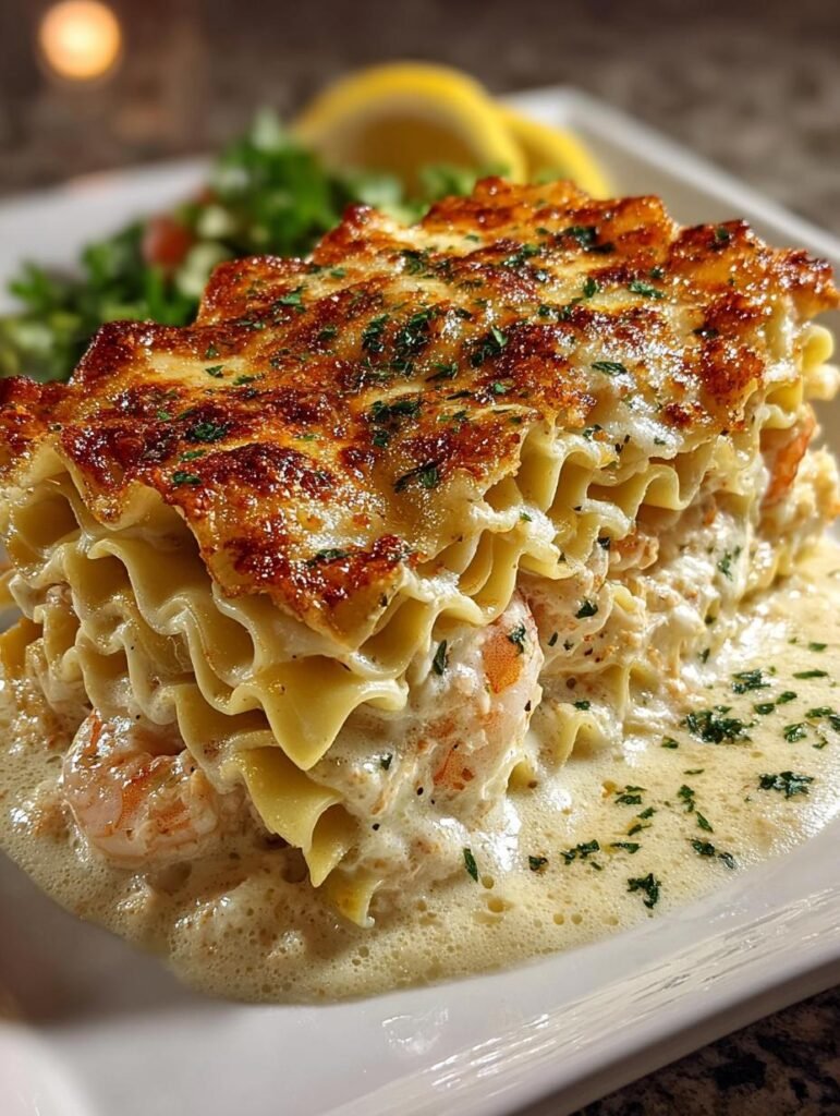 Shrimp Alfredo Lasagna Roll