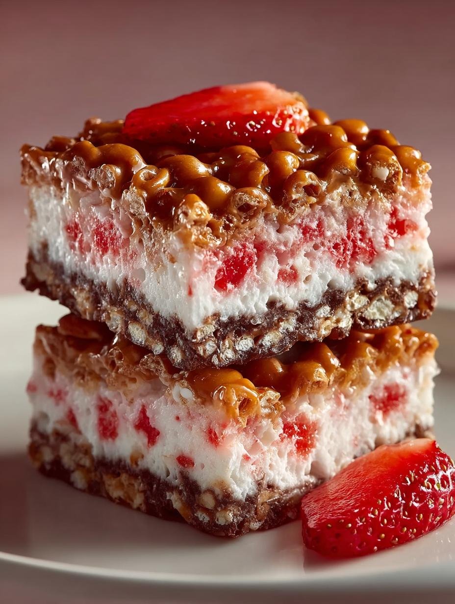 Strawberry Pretzel Marshmallow Treats