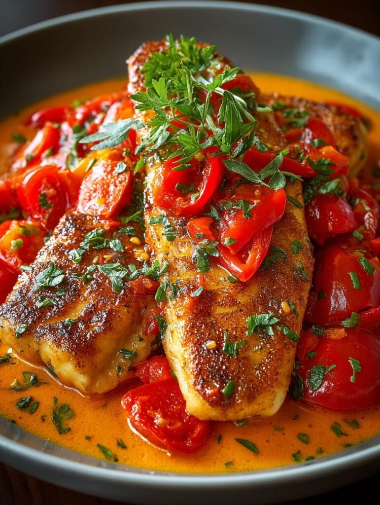 Tilapia Roasted Pepper Sauce