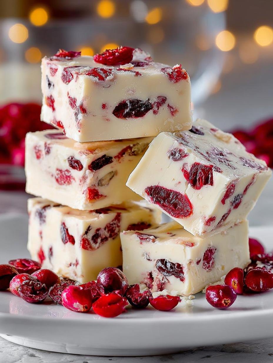 White Chocolate Cranberry Fudge
