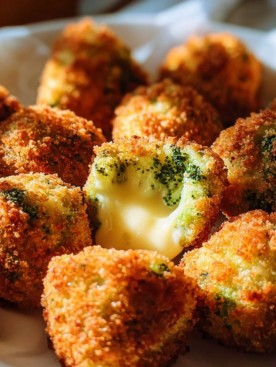 Air fryer broccoli cheddar poppers served on a plate