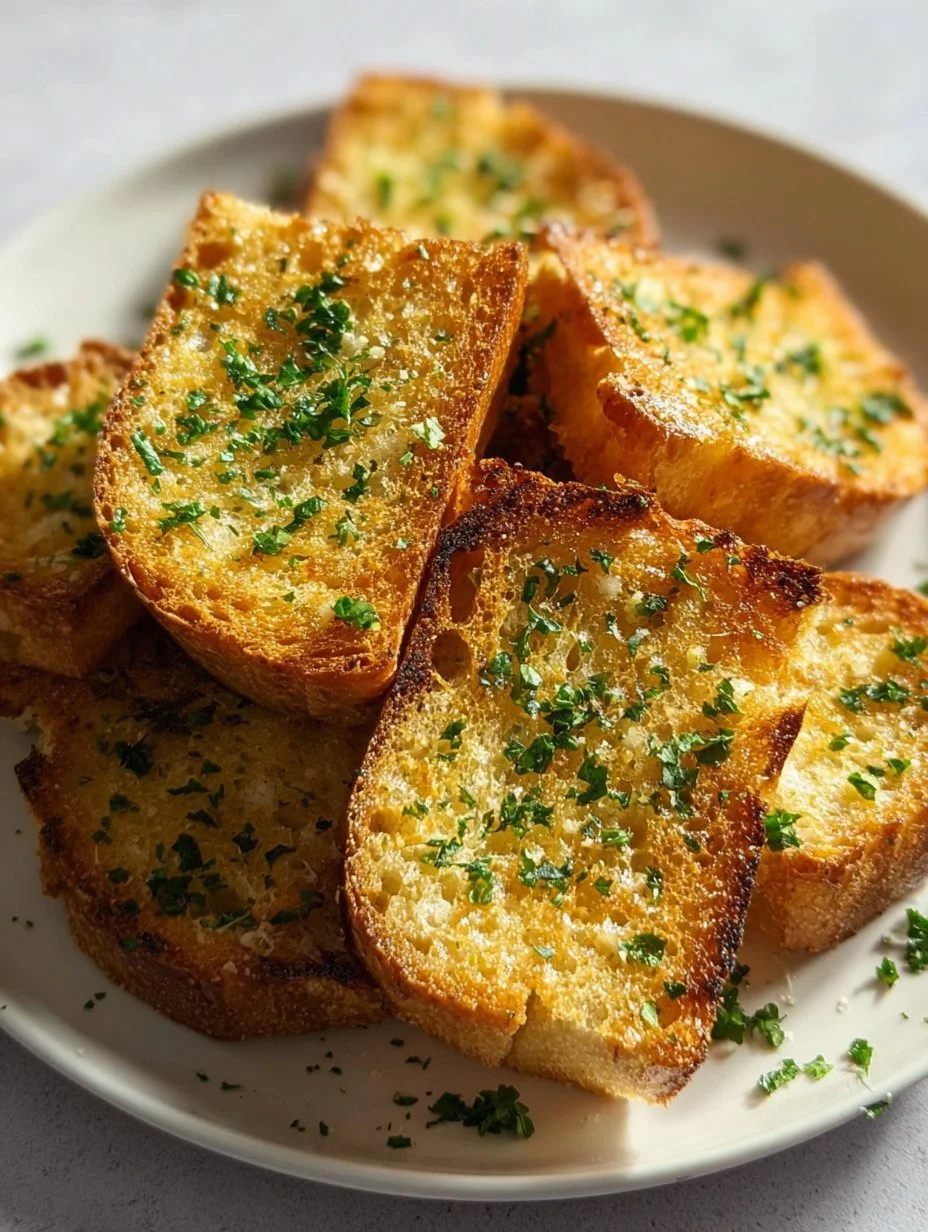 Delicious air fryer garlic bread recipe with golden crispy crust.