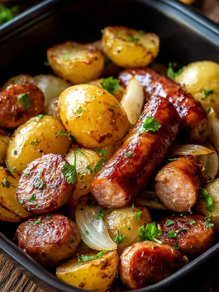 Air Fryer Sausage and Potatoes dish served on a plate