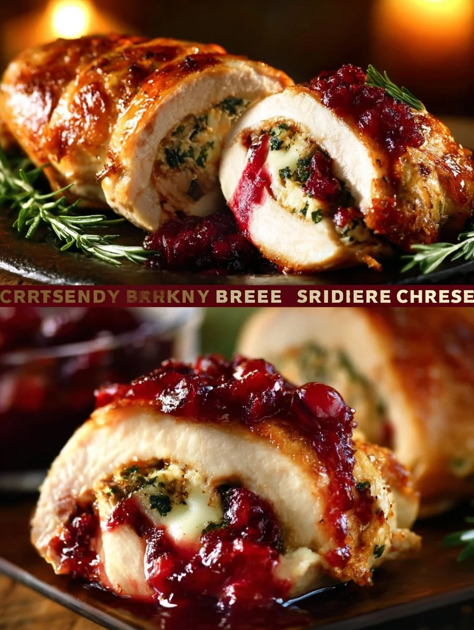 Cranberry Brie Stuffed Chicken recipe featuring tender chicken breasts filled with creamy brie and tart cranberries.