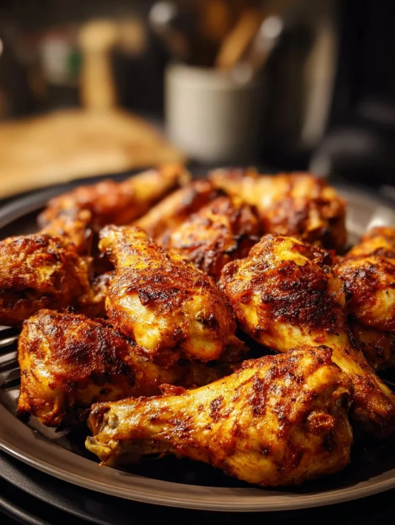 Crispy air fryer chicken wings served with dipping sauce