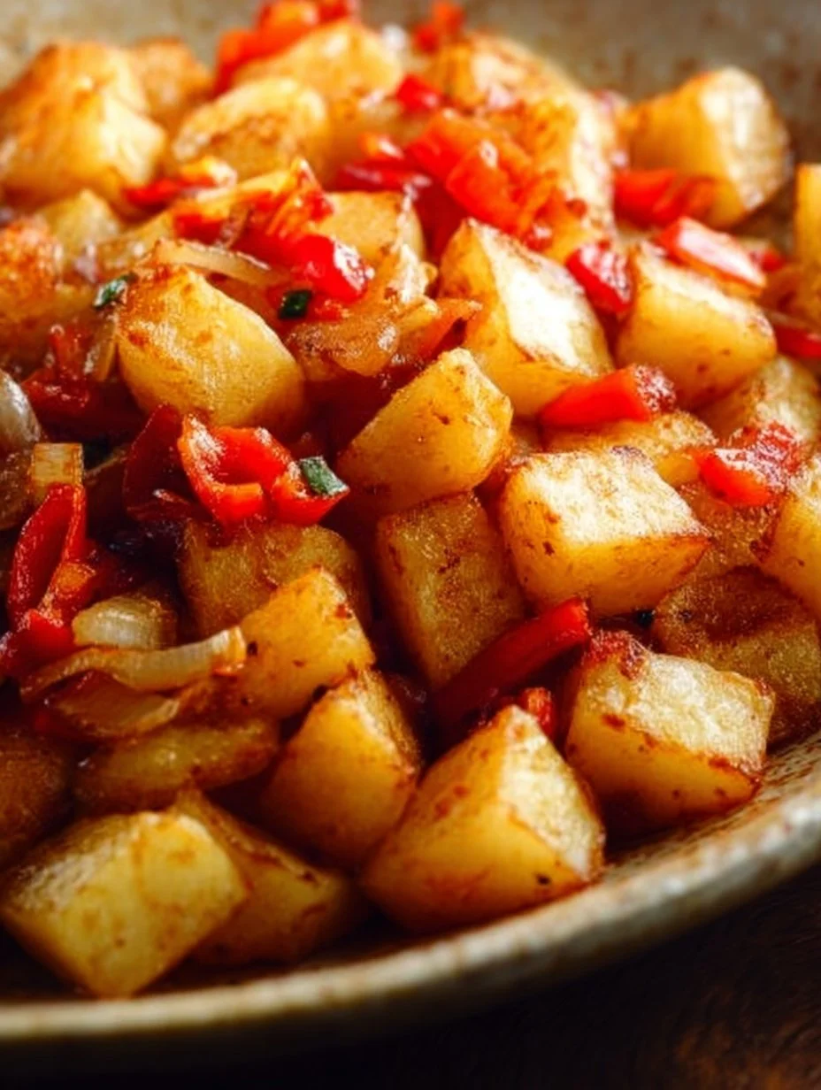 Crispy air fryer home fries served on a plate with fresh herbs