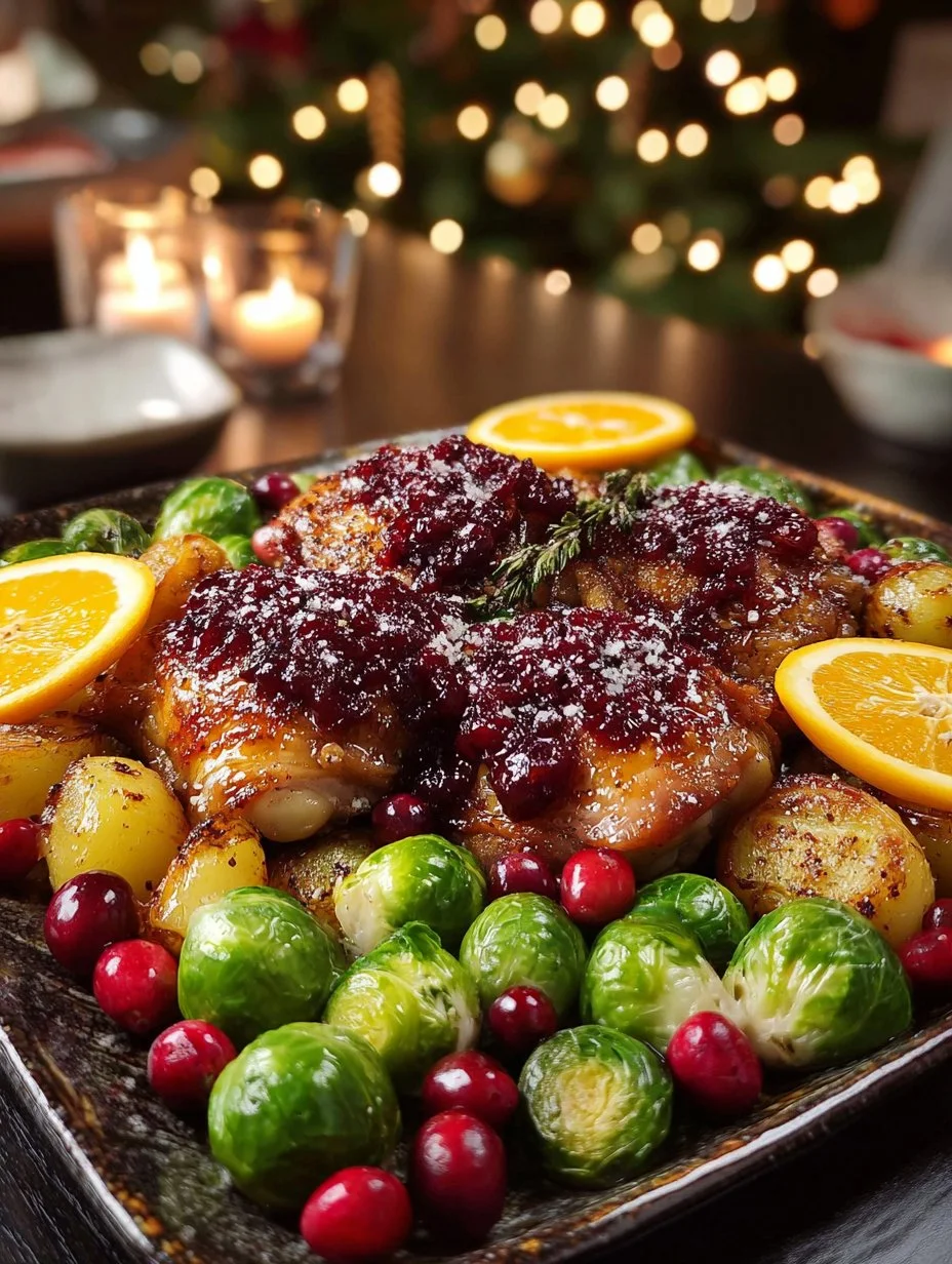 Delicious Christmas sheet pan dinner with festive ingredients