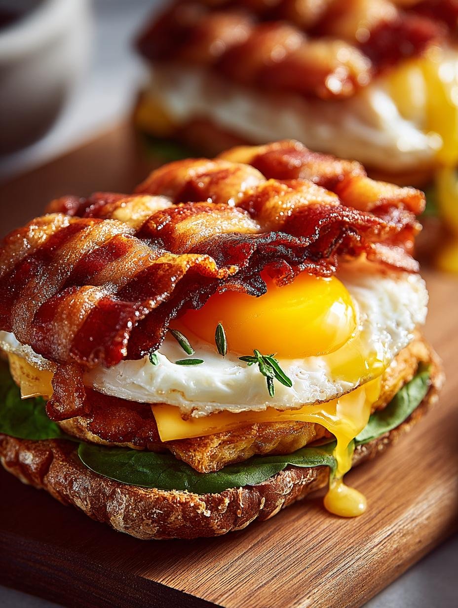 Delicious Bacon Weave Breakfast Sandwich Recipe - Bacon Weave Breakfast Sandwich - additional detail