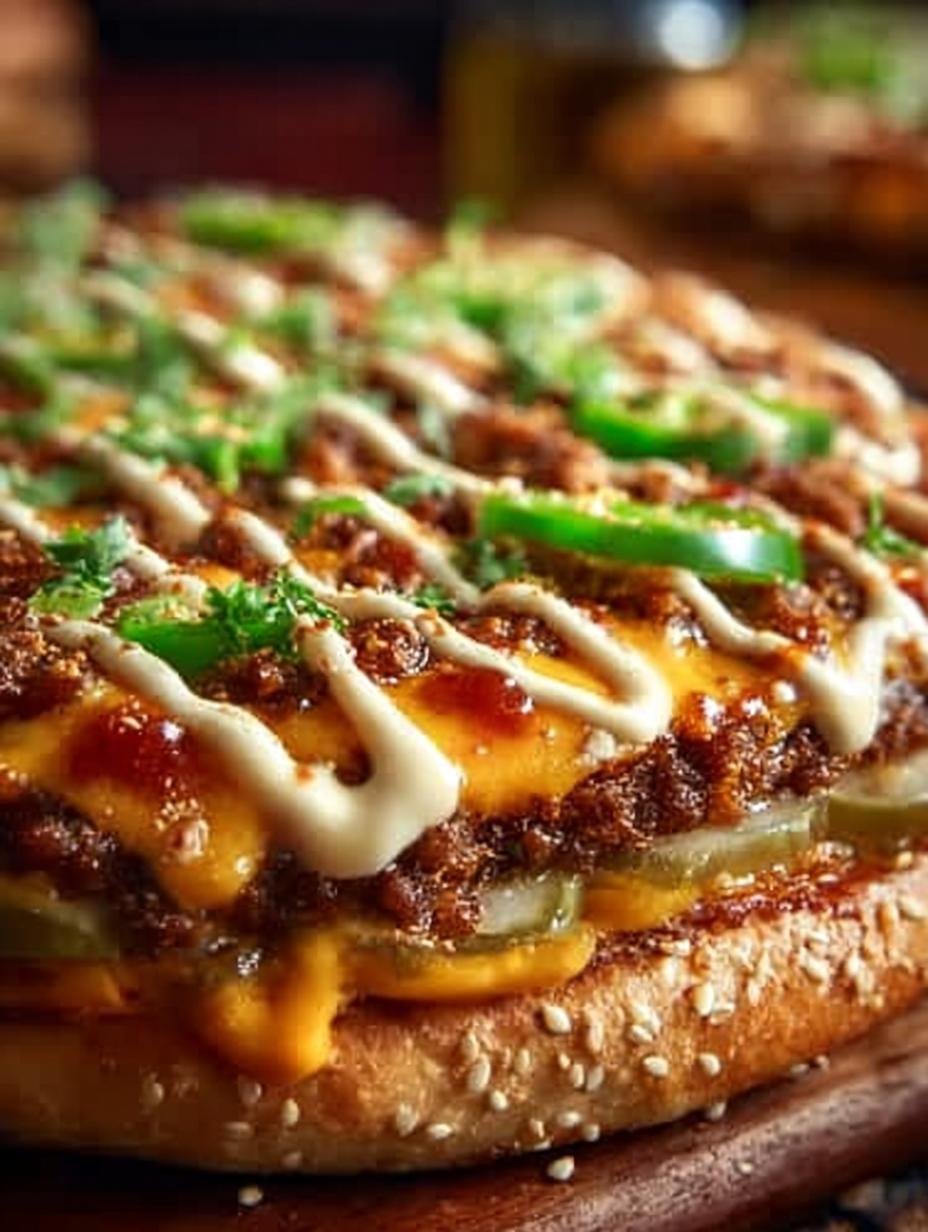 Big Mac Pizza with Crispy Sesame Seed Crust: Irresistible Flavor - Big Mac Pizza with - additional detail