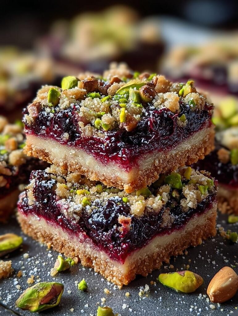 Blackberry Pistachio Dream Bars