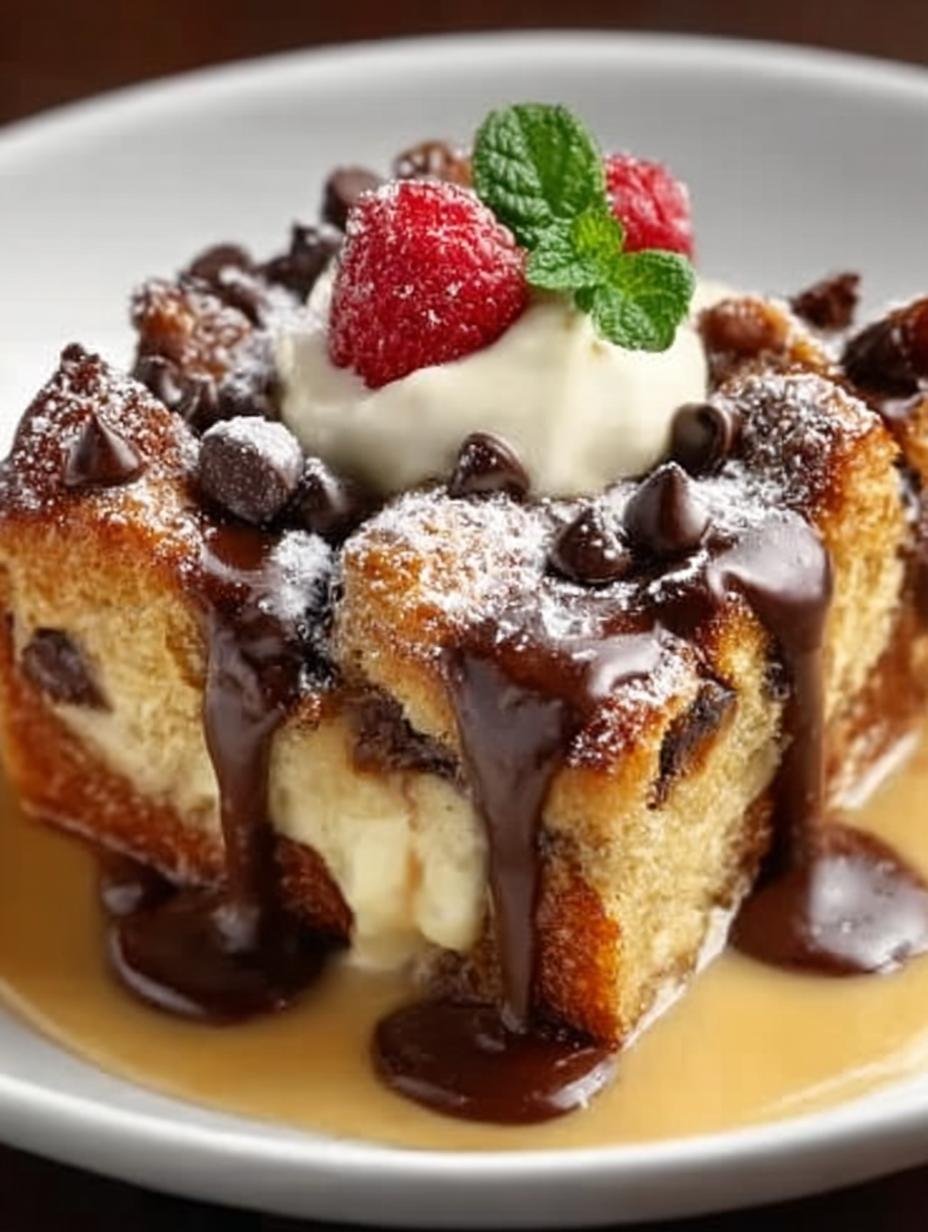 Chocolate Chip Bread Pudding: 5-Star Dessert Delight - Chocolate Chip Bread Pudding - additional detail