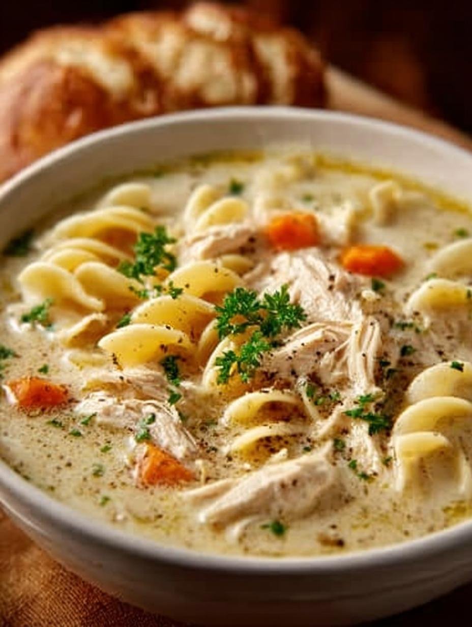 Incredible Easy Creamy Chicken Noodle Soup Recipe - Creamy Chicken Noodle Soup - main visual representation