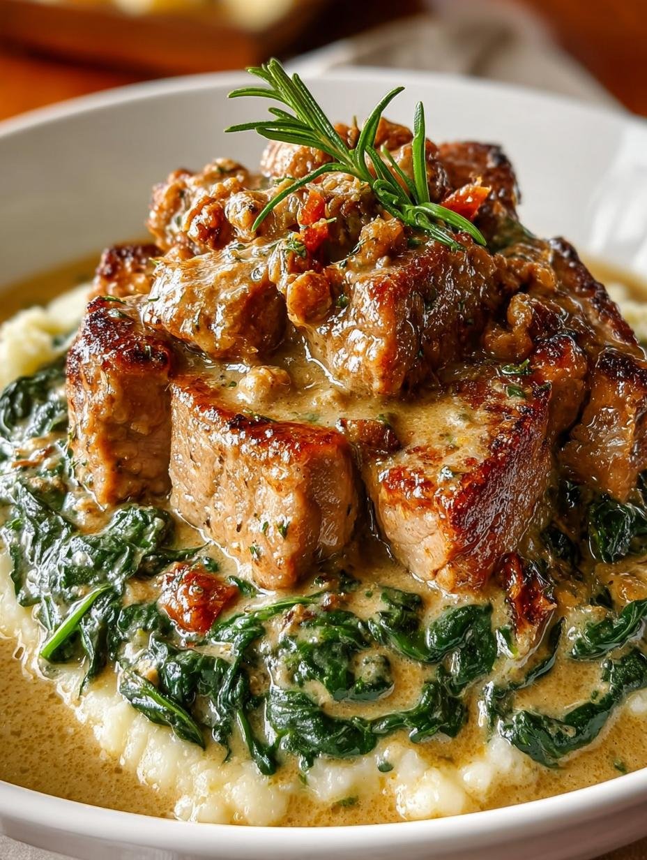 Creamy Garlic Pork Spinach