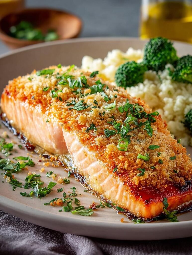 Crispy Parmesan Salmon Bake