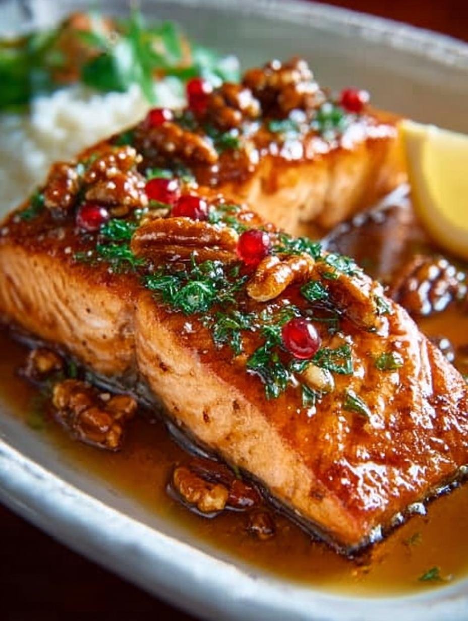 Delicious Maple Pecan Glazed Salmon for Dinner - Maple Pecan Glazed Salmon - additional detail