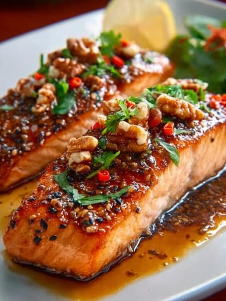 Maple Pecan Glazed Salmon