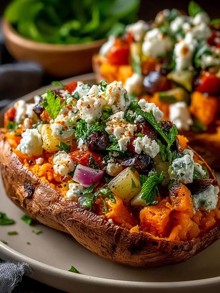 Mediterranean Stuffed Sweet Potatoes