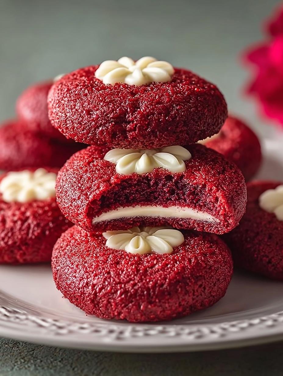 Red Velvet Blossom Cookies: 24 Chewy Delights 3 Red Velvet Blossom Cookies: 24 Chewy Delights - Red Velvet Blossom Cookies - additional detail