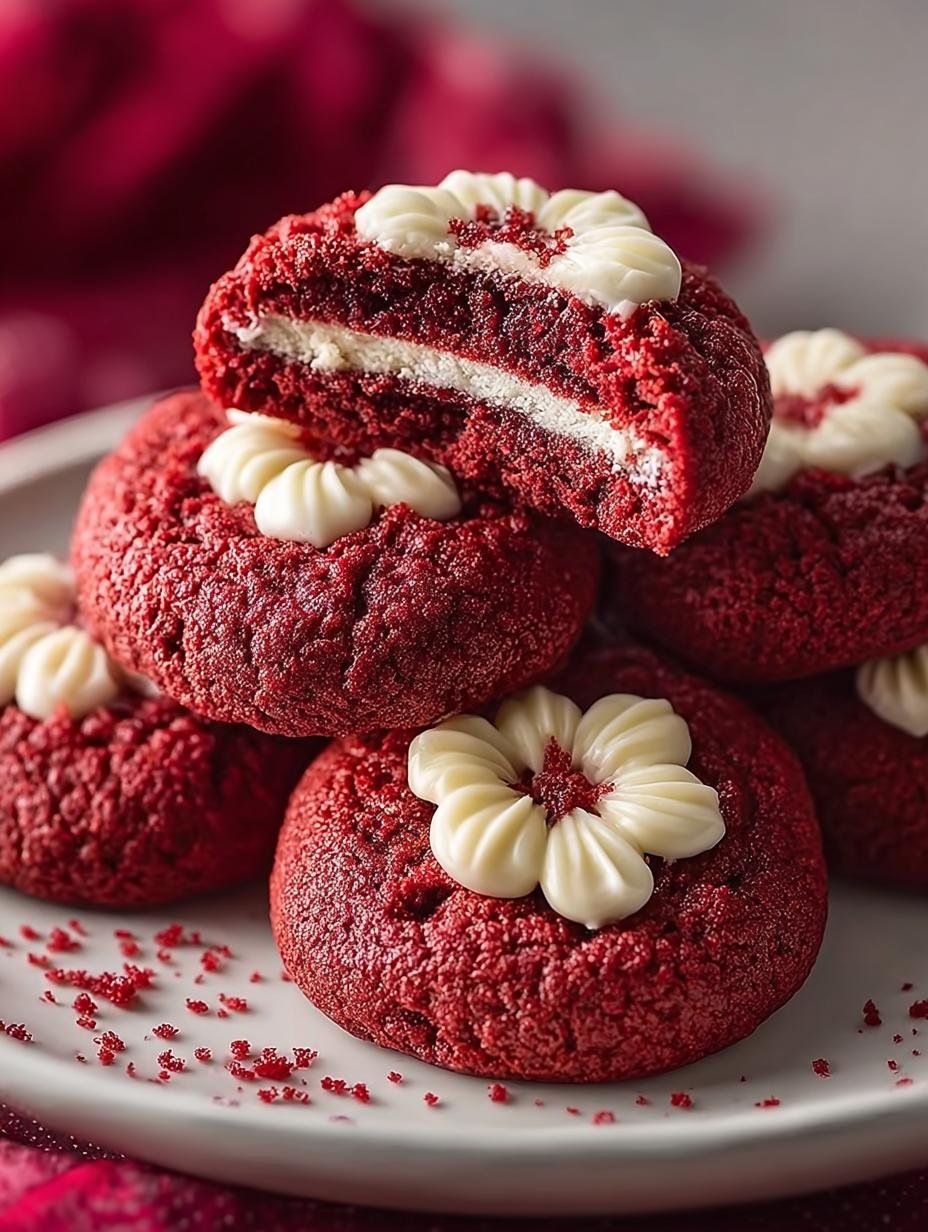 Red Velvet Blossom Cookies: 24 Chewy Delights 1 Red Velvet Blossom Cookies