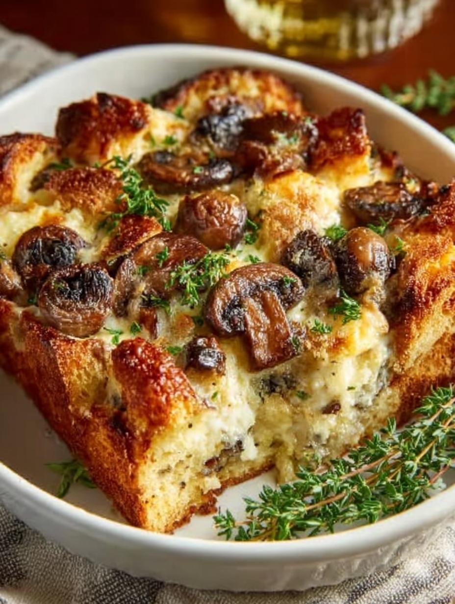 Savory Bread Pudding with Mushrooms: 8 Comforting Layers - Savory Bread Pudding with - additional detail