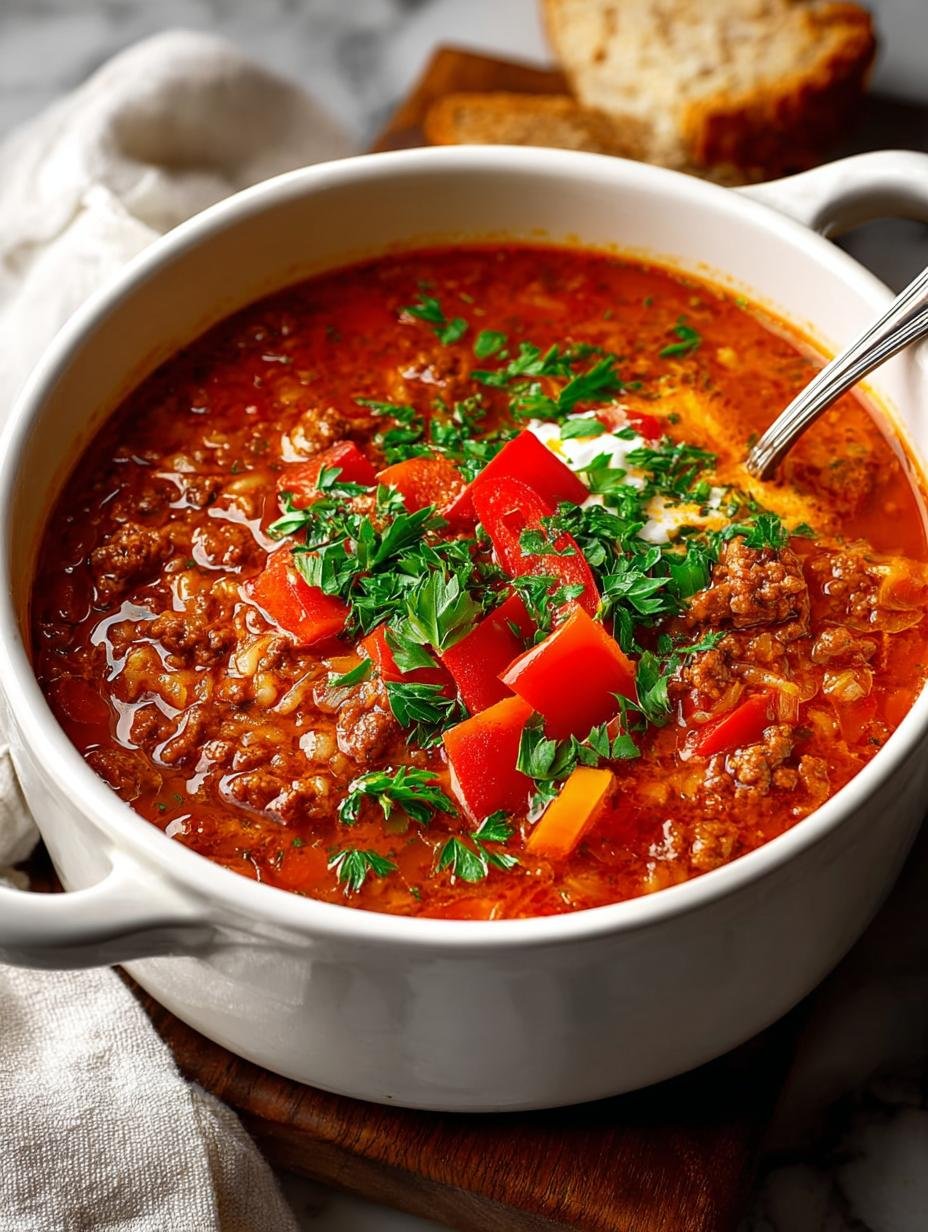 Hearty Stuffed Pepper Soup: 6 Steps to Comforting Goodness - Stuffed Pepper Soup - main visual representation