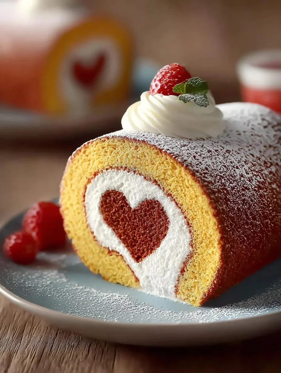 Irresistible Heart Roll Cake 1 Irresistible Heart Roll Cake, a beautifully designed dessert for special occasions
